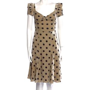Vintage Emporio Armani Silk Velvet Polka Dot Dress VTG Designer Celebrity